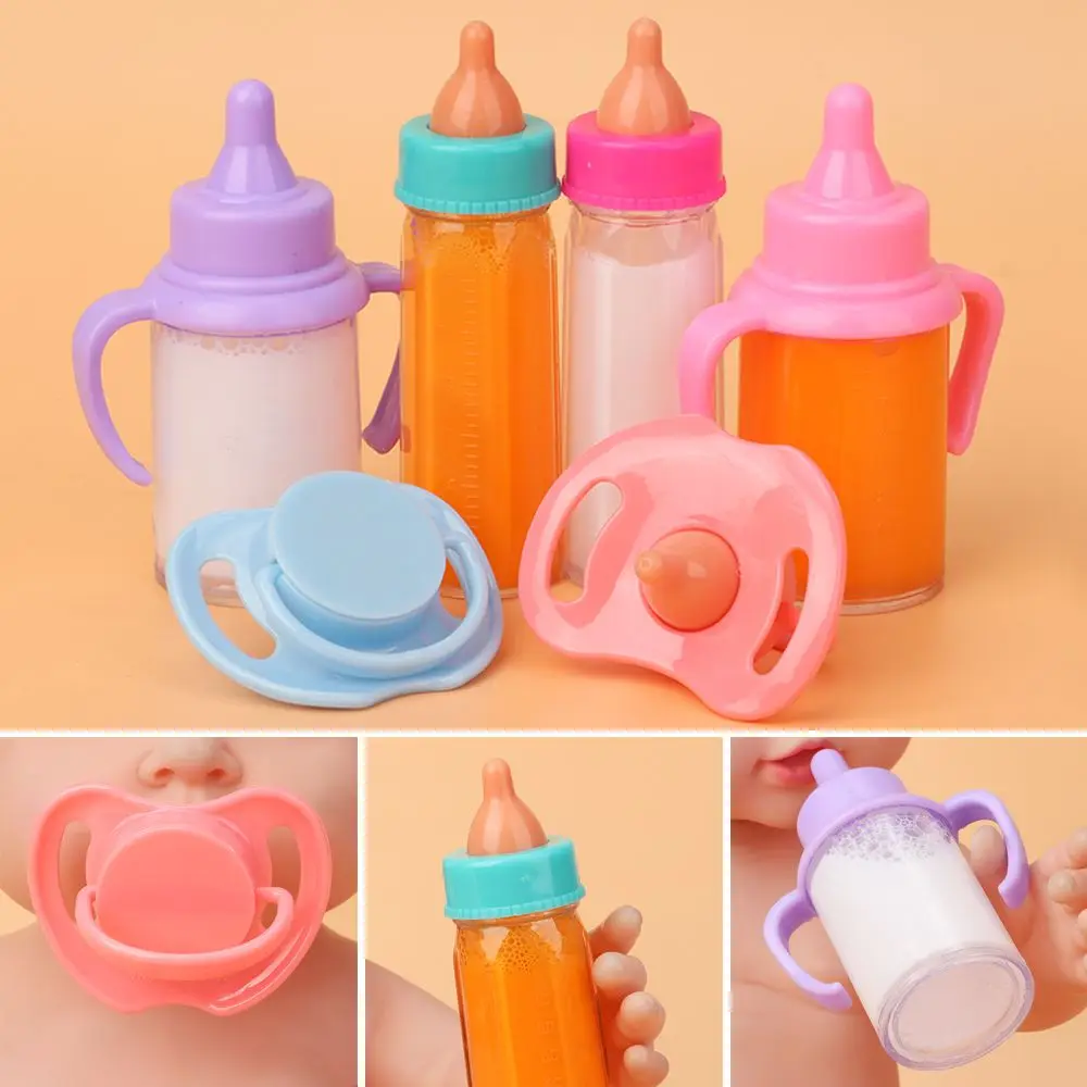 Muñecas lindas Reborn de 18 pulgadas que se ajustan a muñecas recién nacidas, botellas de jugo, botella de plástico para pezones, botellas mágicas de leche con baberos para chupete