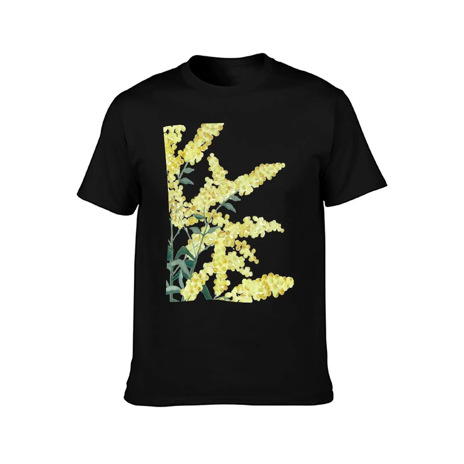 Wattle branch T-Shirt, Summer Casual Cotton Tee, Oversized Streetwear Tops, Vintage Graphic Print, Loose Fit Short Sleeve