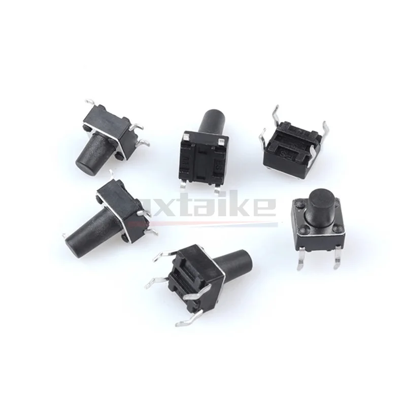 50PCS 6*6mm Tactile Switch 4Pin SMT/DIP Micro Toy Power Supply Push Button 6×6×4.3/5/6/7/8-13mm Momentary Tact Switch for PCB