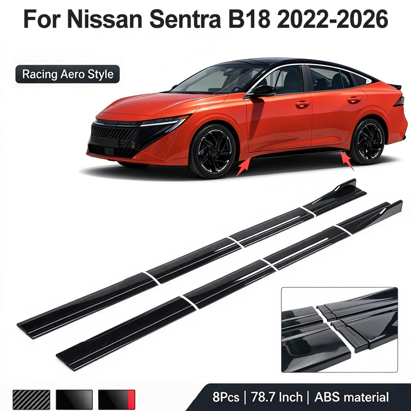 78.7inch/2m Sectional Side Skirt Extension Lips For Nissan Sentra B18 2022-2026 2023 2024 - Racing Side Spoiler Car Mod Body Kit