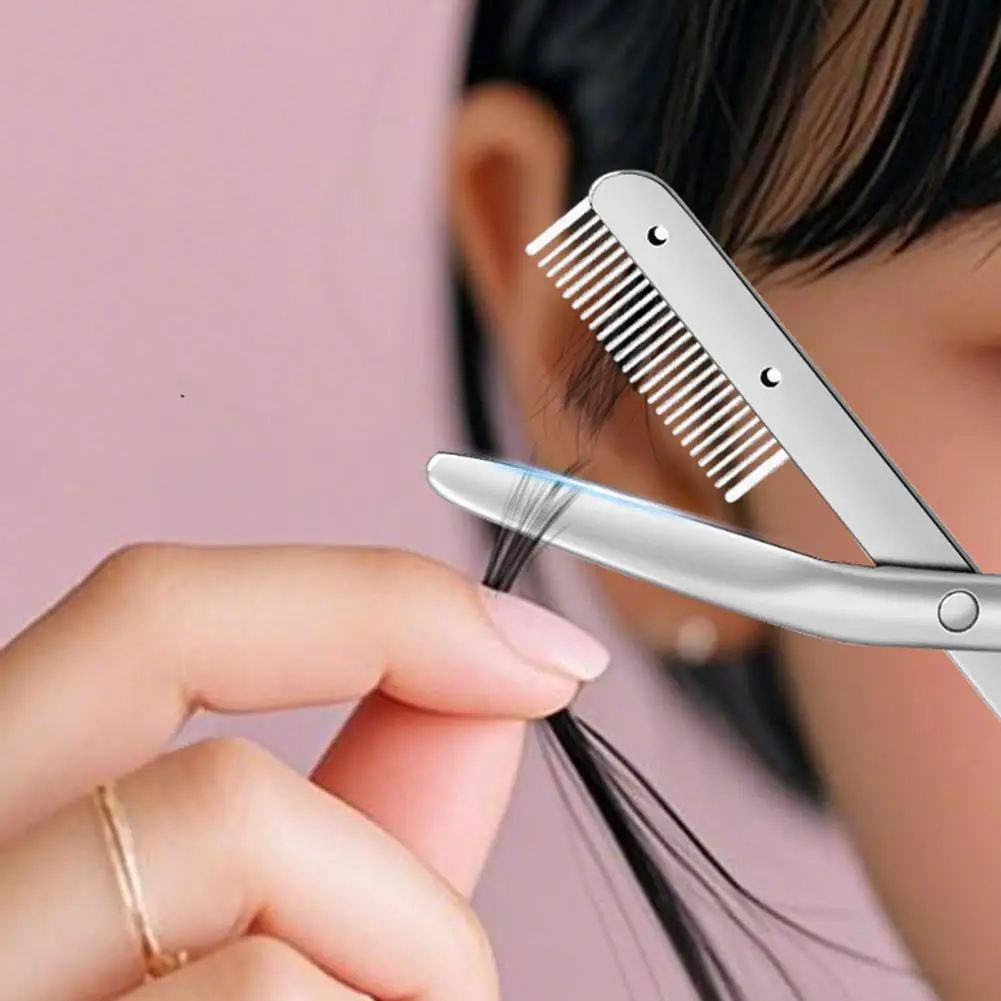 빗이 달린 눈썹 정리 가위 스테인리스 스틸 전문가용 미끄럼 방지 정밀 눈썹 트리머 남녀 공용 눈썹 제거기