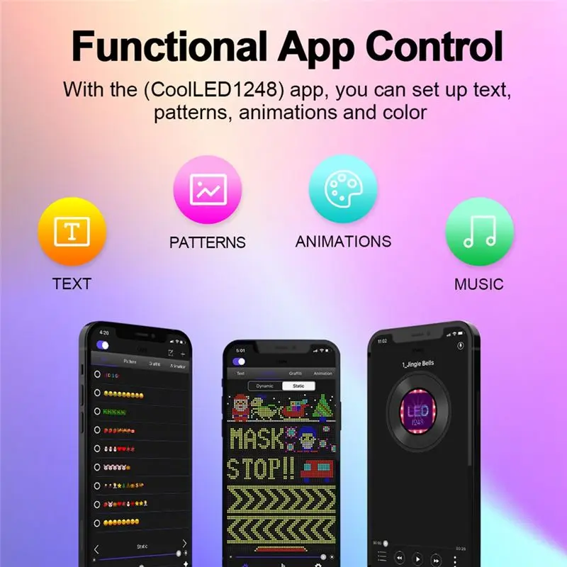 Pannello pixel A13E-LED, modulo LED flessibile USB 5V Display di animazione testo a scorrimento RGB, APP Bluetooth, 16X32 LED 7X17 cm Facile da usare