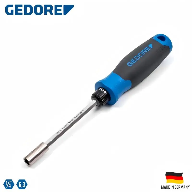 

Немецкая рукоятка для трещотки GEDORE 2675 SilentGEAR - 1/4 дюйма, 0 ° Мощный магнит, точная работа в ограниченном пространстве