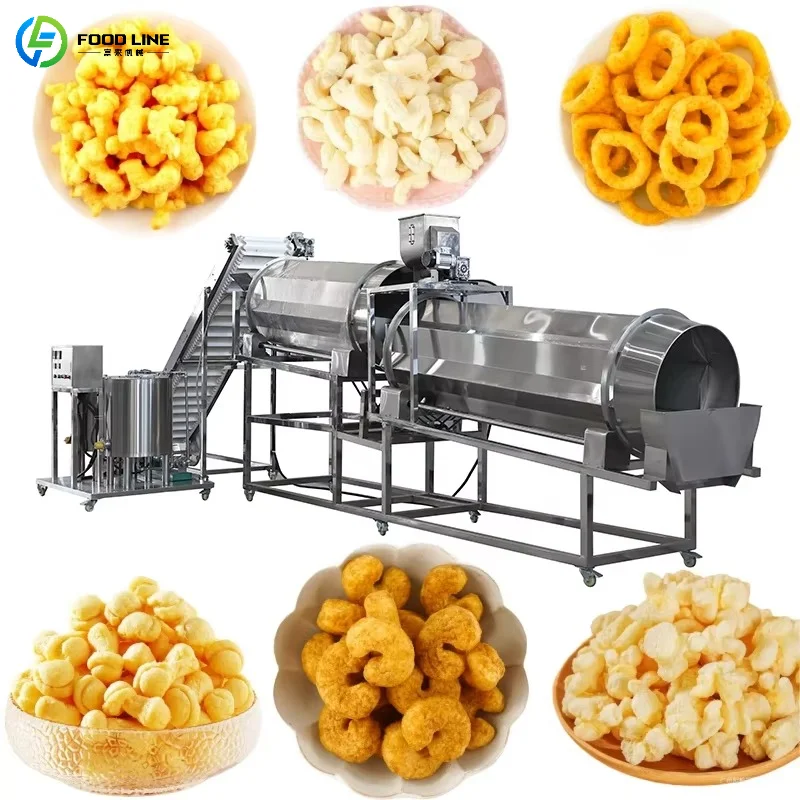 Customized Commercial Puffed Food Production Line Puffed Snack Production Line Rust Proof Stainless Steel Construction