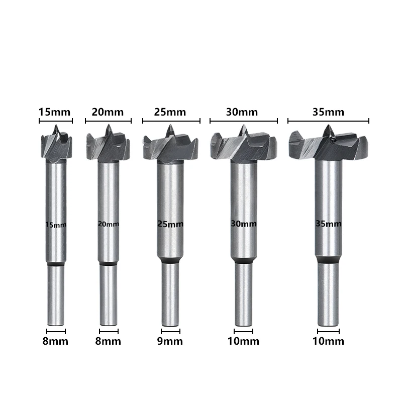 CMCP Wood Drill Bit Set 5pcs 15 20 25 30 35mm Self Centering Hole Saw Cutter Wood Hole Drilling Tools Forstner Drill Bit