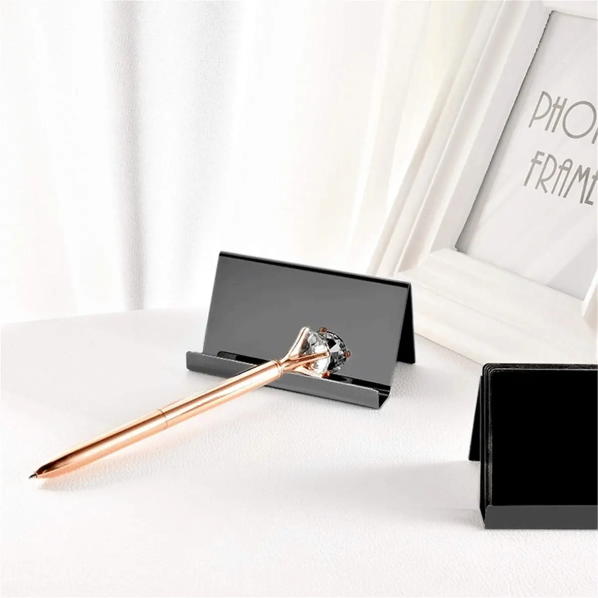 Latest ABBQ-2 Pieces Business Card Holder Desktop Stand Desktop Business CardHolders Desktop Name Card Holders Business