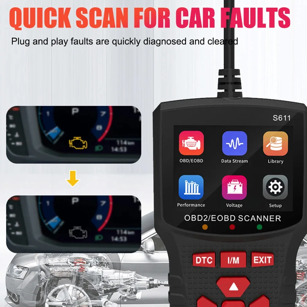 S611 OBD2 EOBD Scanner per Auto strumento diagnostico per sistema motore automatico professionale Tester per batterie automobilistiche lettore di