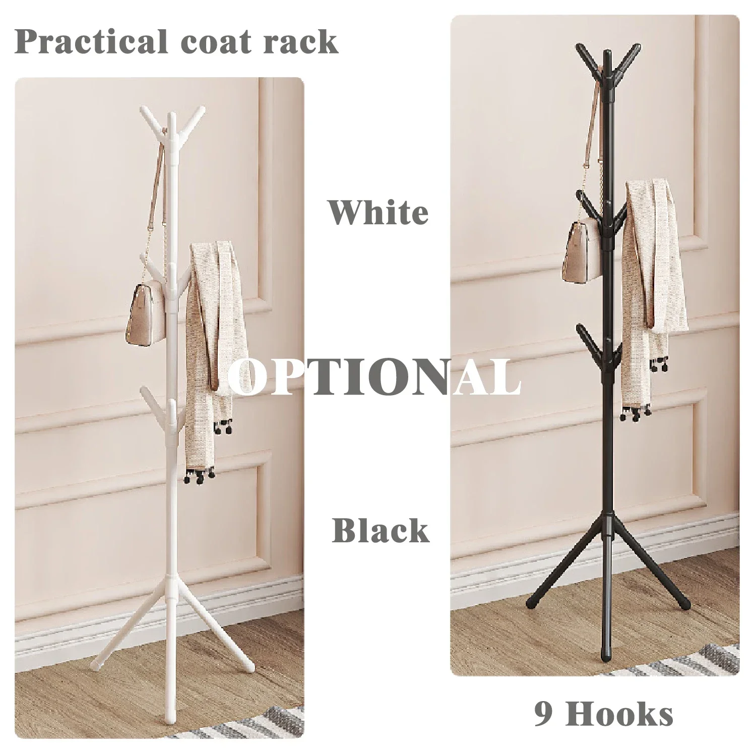 Versatile Coat Racks Home Living Room Floor Standing Scarf Clothes Rack Easy to Move and Drying Clothes Coat Racks