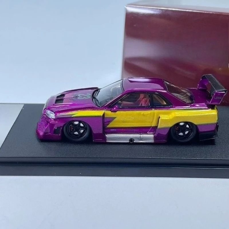 For SW Nissan LBWK ER34 Plated Purple Special Edition 1:64 Alloy Car Model Collection Limited Simulation Ornament
