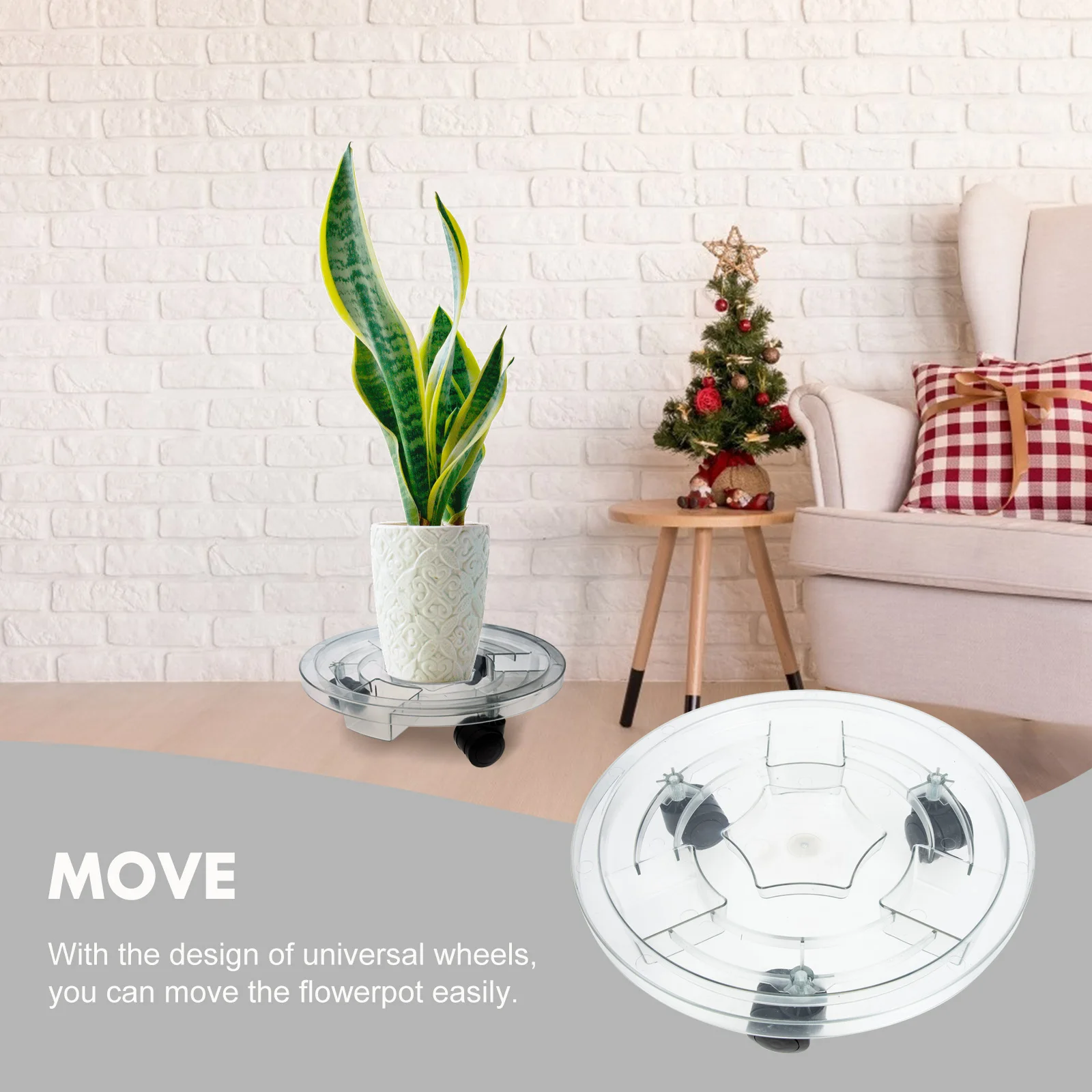 

Movable Plant Flower Pot Tray Plant Stand With Wheels 260mm Rolling Base with Wheels Large Capacity Plastic Garden Planter