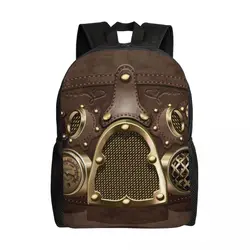 Personalized Steampunk Leather Backpacks Women Men Basic Bookbag for School College Pilot Air Fighter Helmet Bags