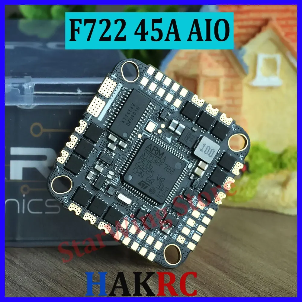 HAKRC F722 45A AIO Flight Controller BLHeli_32 128K ESC 2-6S Dual Gyro 25-26.5mm for RC FPV Freestyle Racing Drone