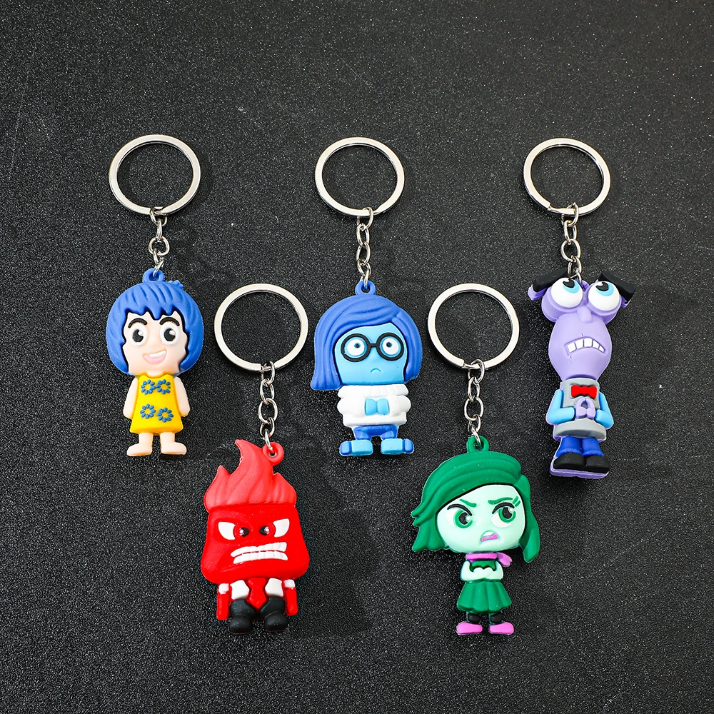 Inside Out 2 Keychain Kawaii Joy Fear Anger Disgust Sadness Anime Doll Creative Schoolbag Hanging Car Keychain Toy Doll Gift