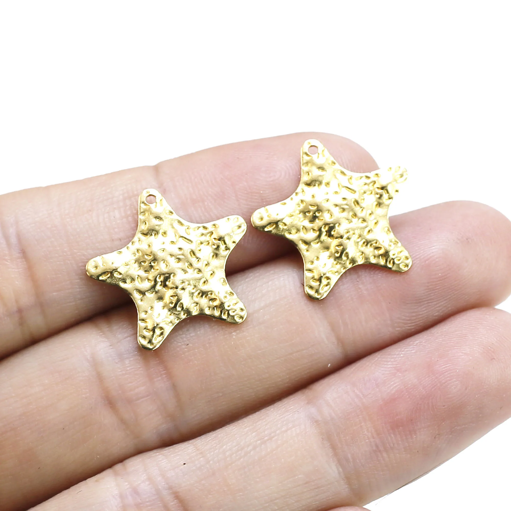 20pcs Hammered Starfish Charms, Sea Star Earring Charms, Necklace Pendant, Jewelry Making, 18.4x19.2mm, Earring Findings R2573