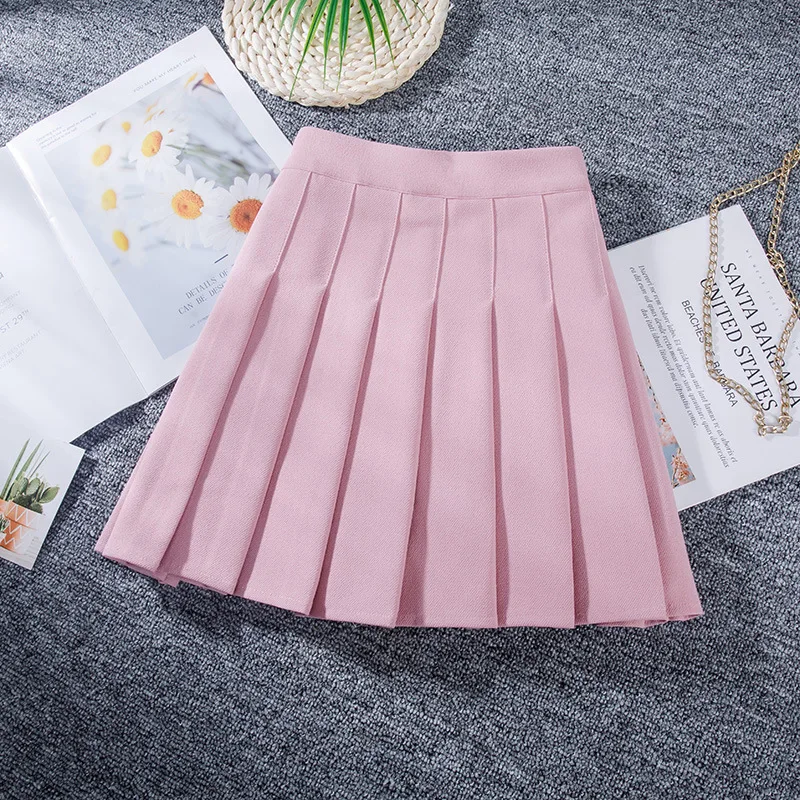 2023 New Elastic Waist Pleated Skirt Casual Kawaii A-line Plaid black tennis Japanese School Uniform Mini Skirts for Girls