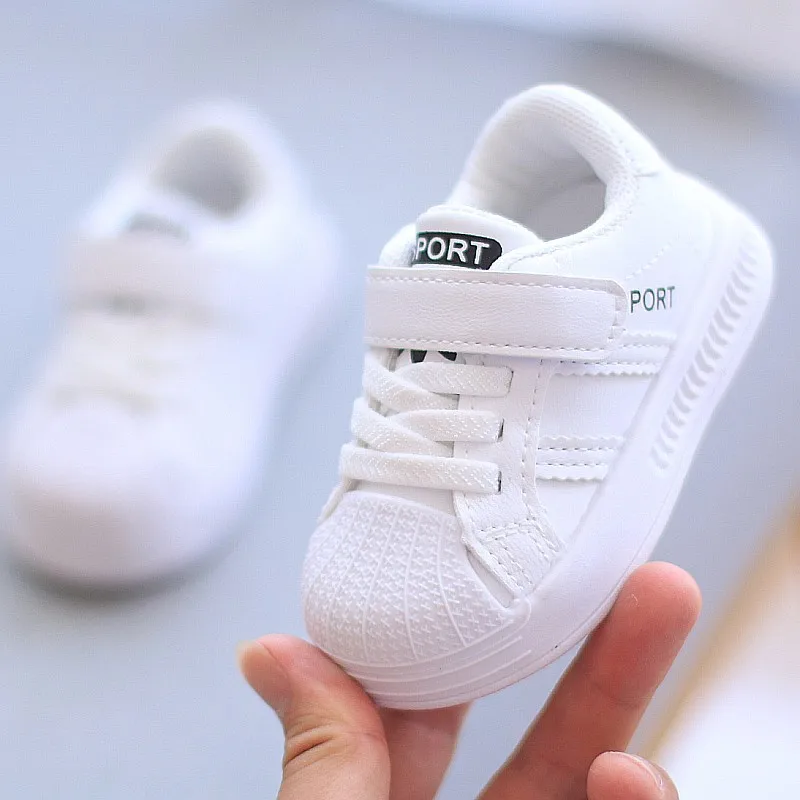 Children All-match Shell Head Small White Shoes Baby Kid\'s Walking Shoes Boys and Girls Outdoor Sneakers Kids Casual Footwear