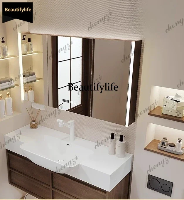 All-in-one large basin bathroom cabinet bathroom wash basin combination hand wash basin b567