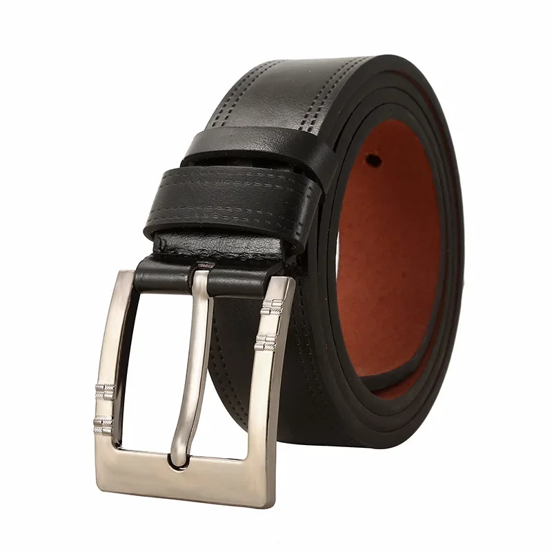 Popular PU Belt for Men's Business Leisure Simple Versatile Trousers Jeans High-quality Black Coffee Brown Needle Buckle Belt