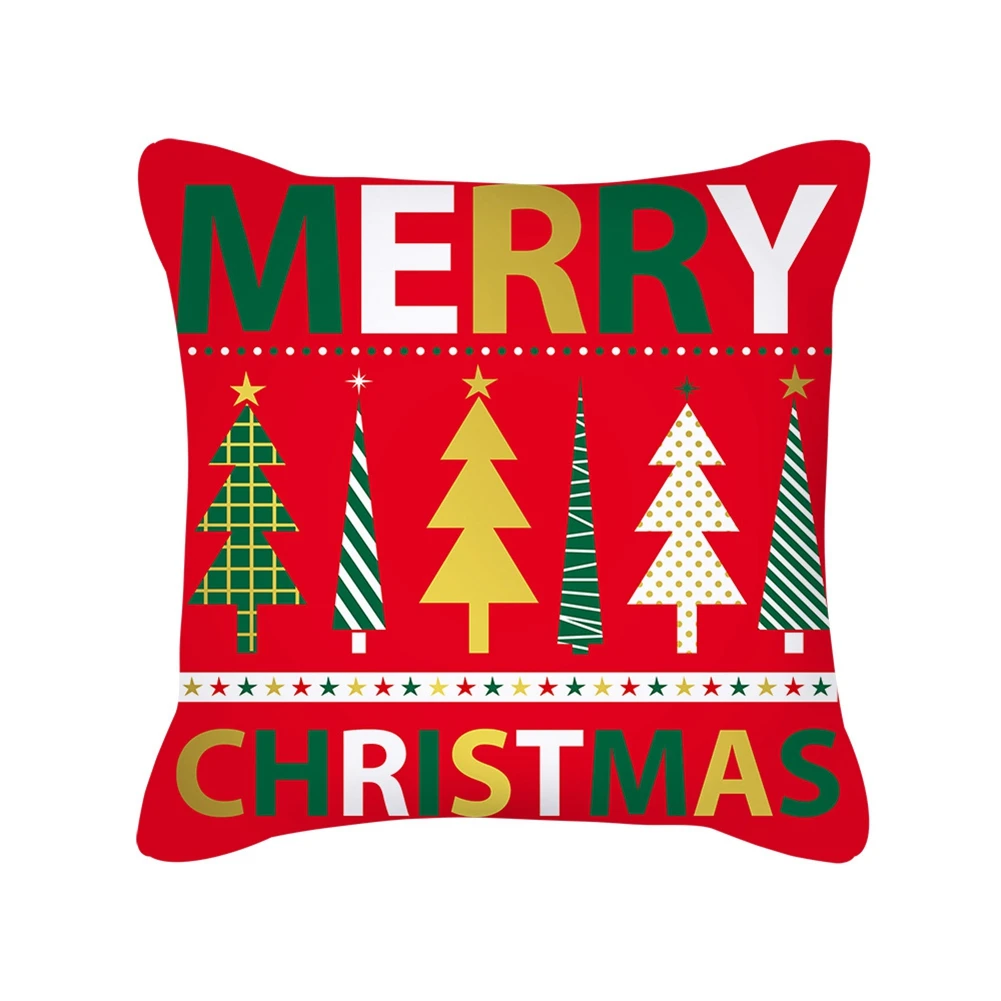 Christmas Cushion Covers Set Of 4 Linen Christmas Pillow Cases 18 X 18 Inch Xmas Design Throw Pillow Cases For Sofa-A83Z