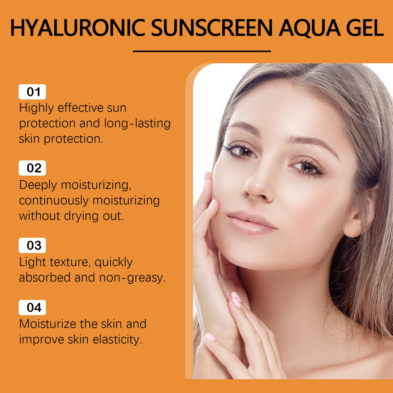 Hyaluronic Acid Sunscreen SPF50+ Anti Oxidant Lasting Moisturizing Sun Block Isolation Refreshing Waterproof Sunscreen Cream