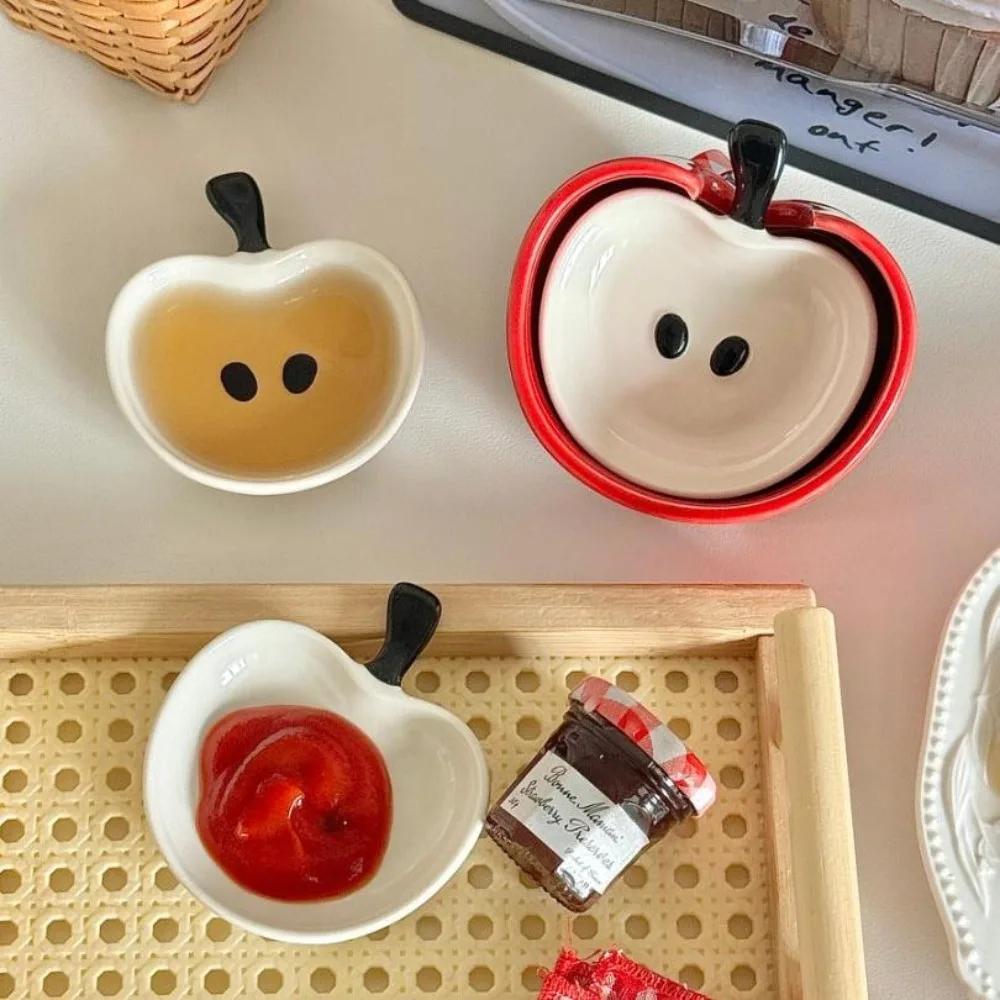

Ceramic Fruit Shape Sauce Dish Set Mini Underglaze Color Seasoning Dish with Storage Jar Household Dipping Dish Ketchup
