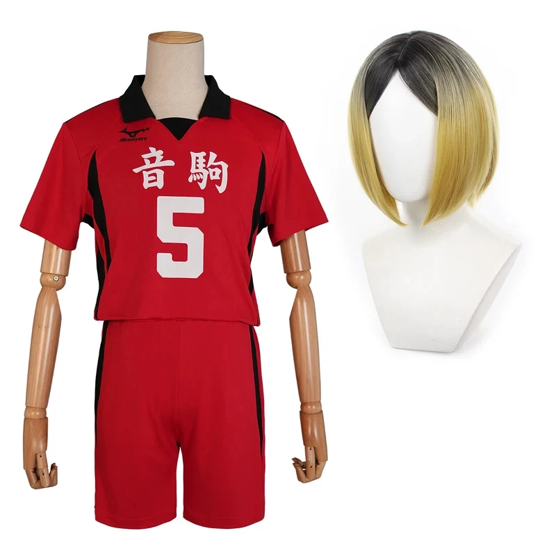 

❤2026❤ HOLOUN Haiky Anime Kozumekenma NO.5 Cosplay Costume Jerseys Wig Nekoma High School Top Short Rose Net Synthetic Fiber❤