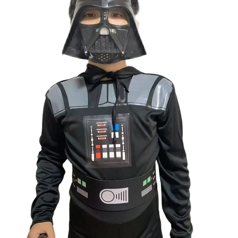 Boys' Black Warrior Costume Storm Trooper Darth Vader Anakin Skywalker Girl Wars Rey Cosplay party costume clothing cape mask