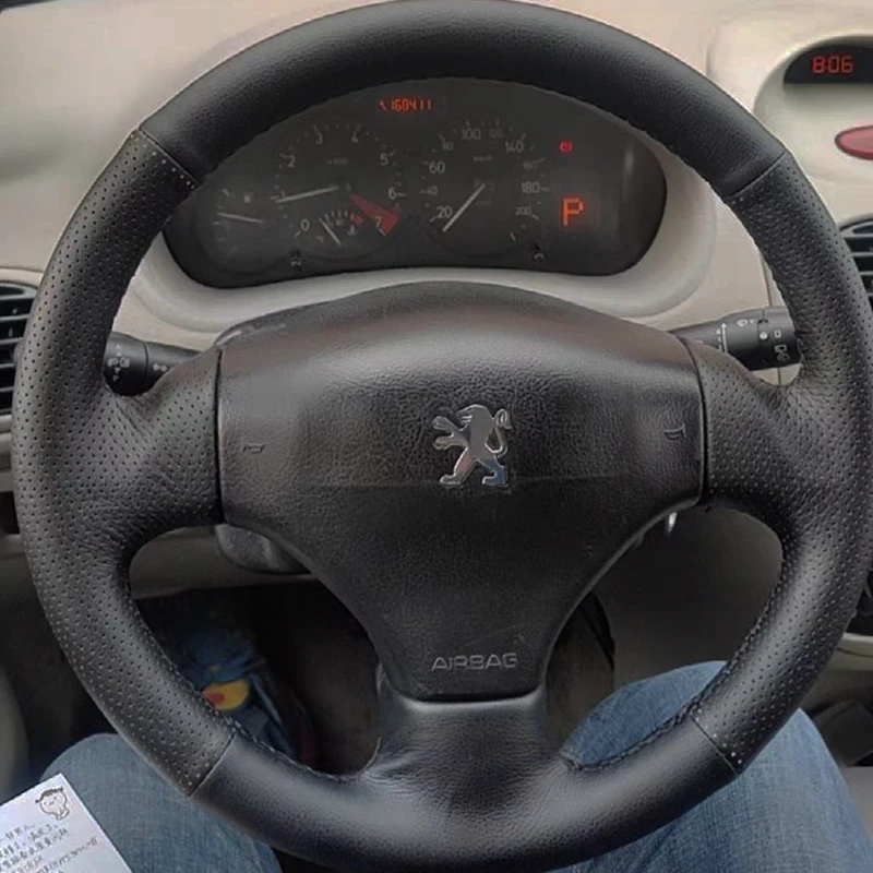 Niestandardowy pokrowiec na kierownicę samochodową DIY w 100% pasujący do Peugeot 206 1998-2005 206 SW CC 2003 2004 2005 206 Auto Interior Accessories