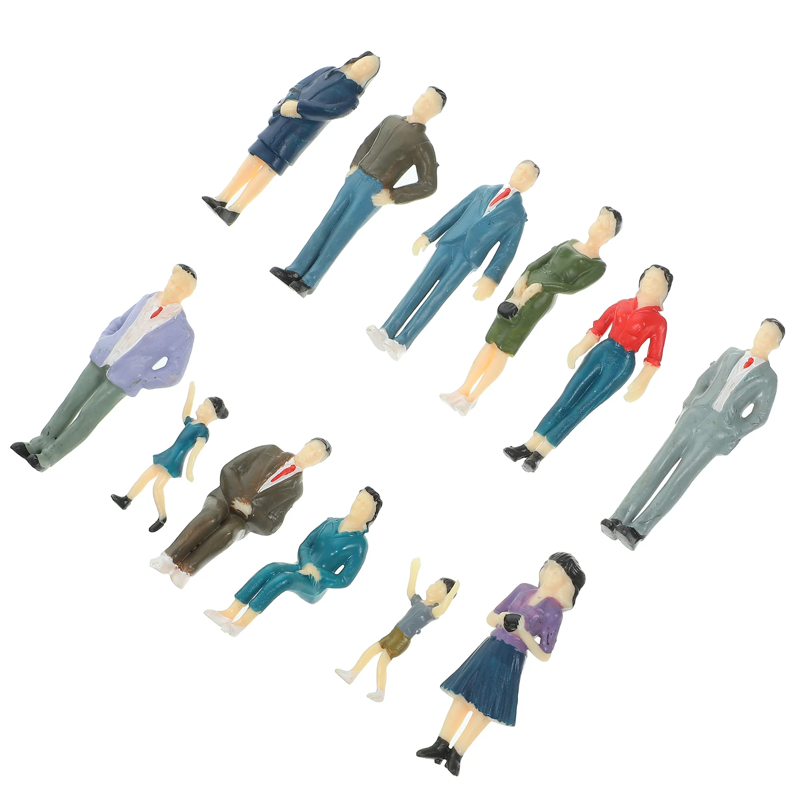 12 Pcs People Model Railway for Miniature Scenes Simulation Character Painted Figures Train Layout Models Bendable Abs Child