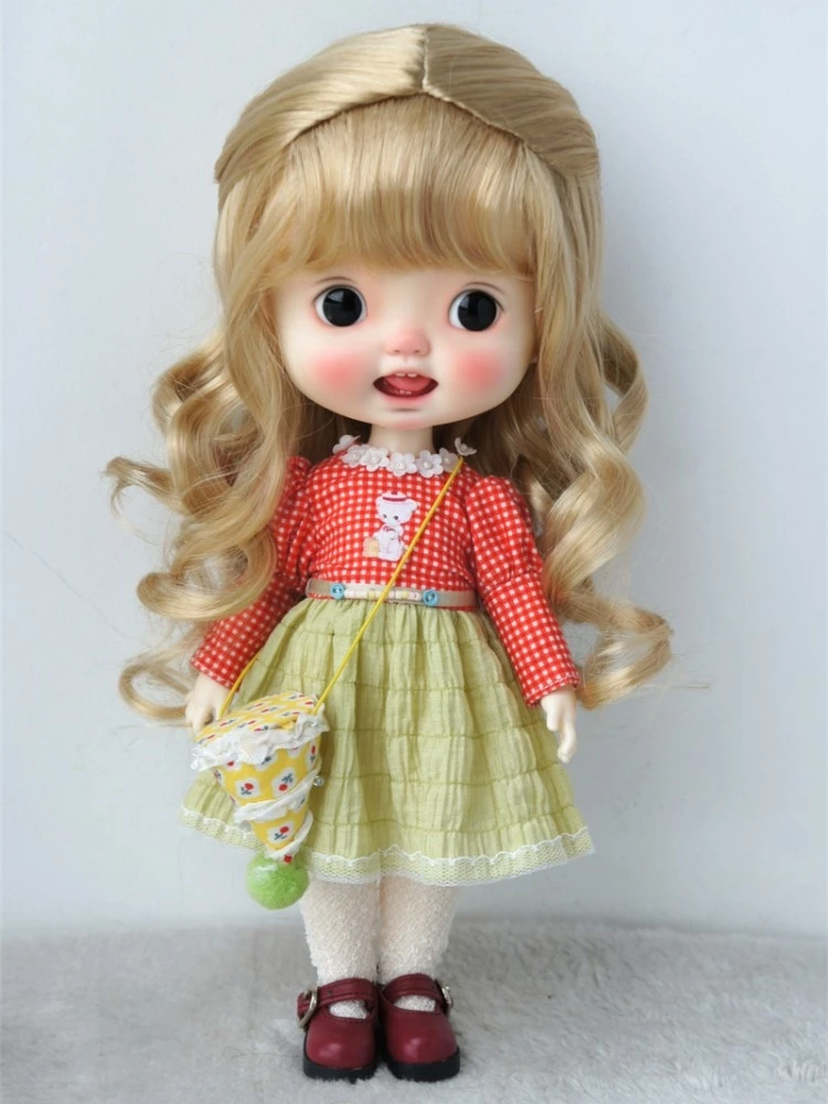

18 "AG QBaby аксессуары для кукол JD710 10-11 дюймов 26-28 см длинные мягкие волны полу пони синтетические мохеровые куклы парики Blythes волосы куклы