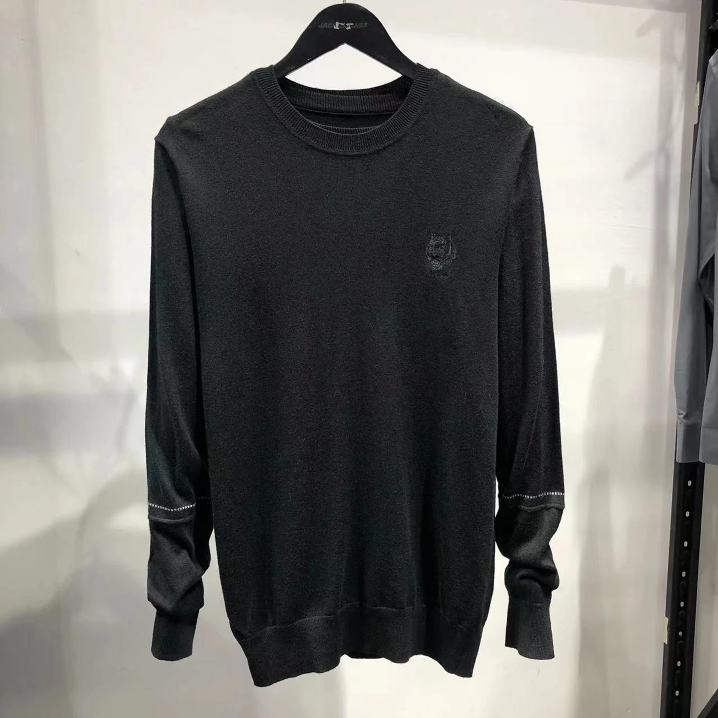 

Молодой мужской осенне-зимний тонкий шерстяной трикотаж, эластичный широкий свитер Bla, мягкий повседневный свитер из смеси полиэстера Long Sve Cr...