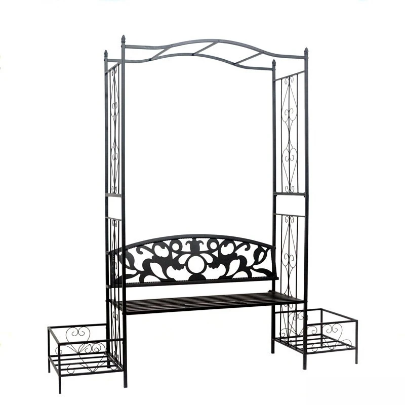 Outdoor Garden Wrought Iron Arch Leisure Double Chair Metal Vine Climbing Frame