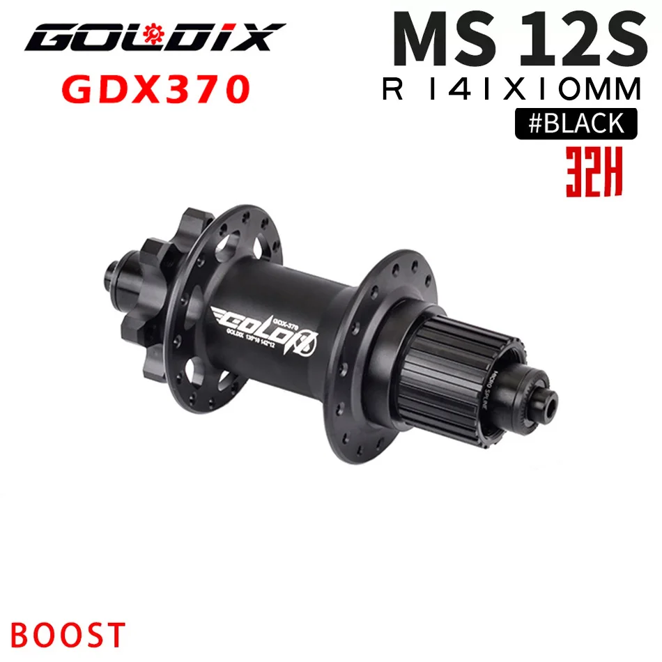 GOLDIX GDX370 Nabe Ratsche 36T HG XD MS Scheibenkarte Bremse Mountainbike Nabenlager Fahrradnaben 32 Löcher Schwarz 8/9/10/11/12 Geschwindigkeit
