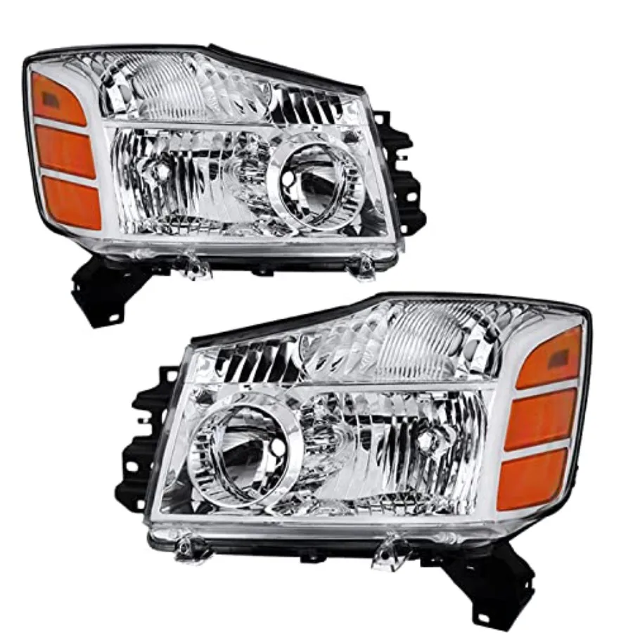 

Headlight Assembly Compatible with 2004-2015 Nissan Titan 05-07 Armada OEM Replacement Headlamp Passenger and Driver Side Chrom