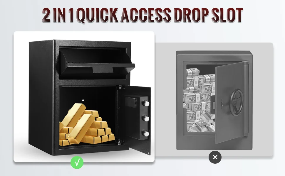 Fireproof Drop Safe with Drop Slot 2.6 Cu FT Combination Lock Digital Safe Box Business Security Depository Safe for Money Cash