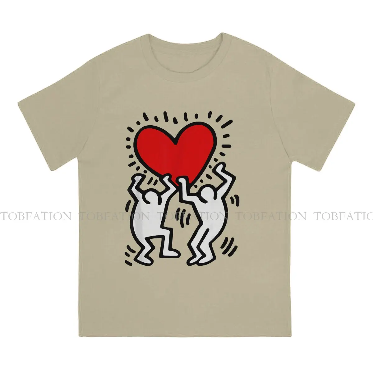 Haring Geometric Graffiti Heart Retro T Shirt Punk Men\'s Tees Summer Cotton Clothing Harajuku O-Neck TShirt