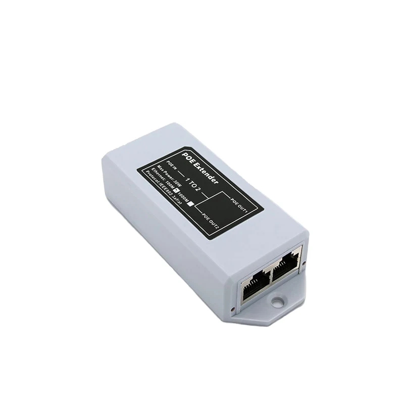 1 to 2 Port POE Extender 100/1000Mbps IEEE 802.3af/at Standard 48V for NVR IP Camera POE Extend 100 Meters for POE Range