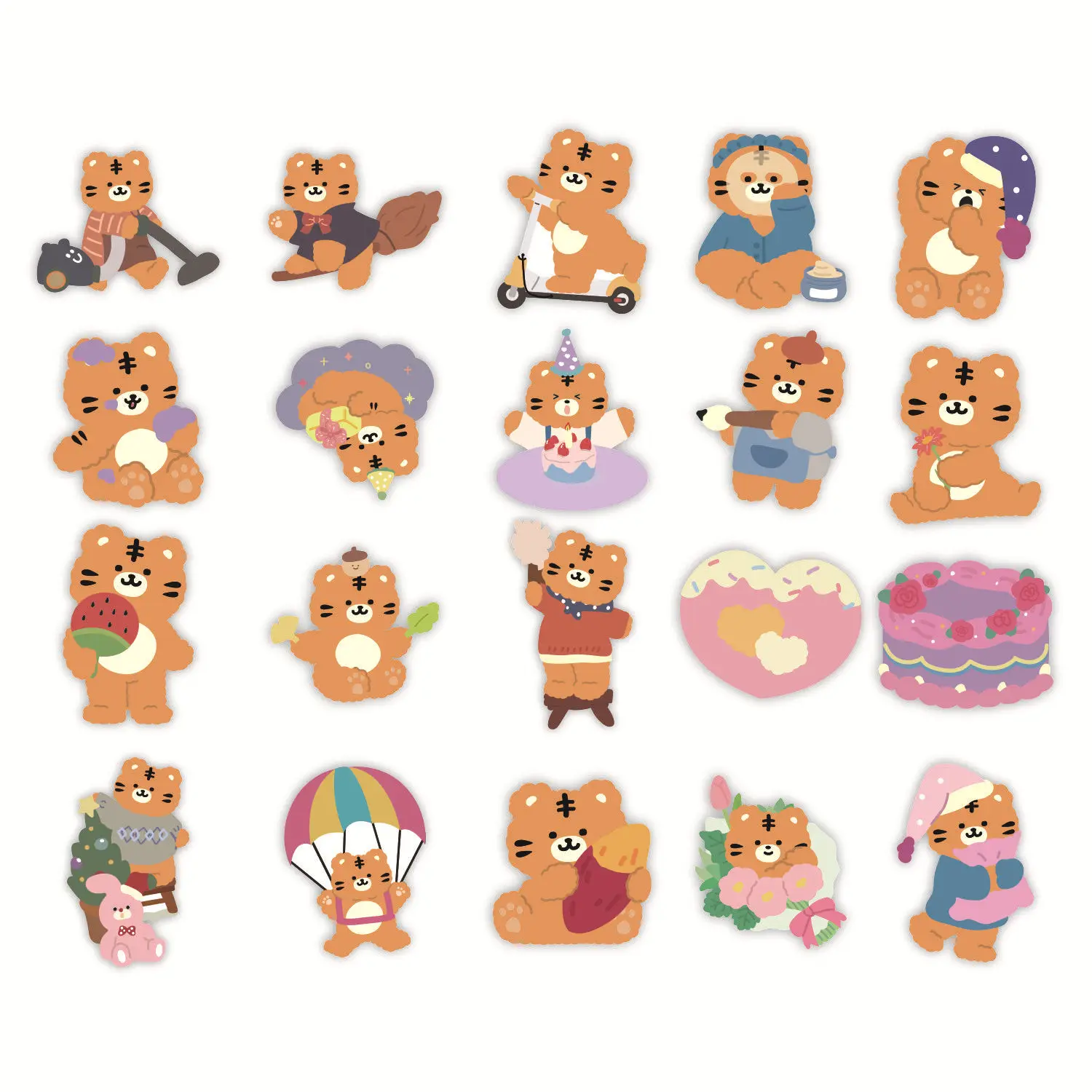 40pcs/Pack Cartoon Tiger Stickers Laptop Bicycle Guitar Skateboard Sticker Kid DIY Graffiti Waterproof stickers Toy