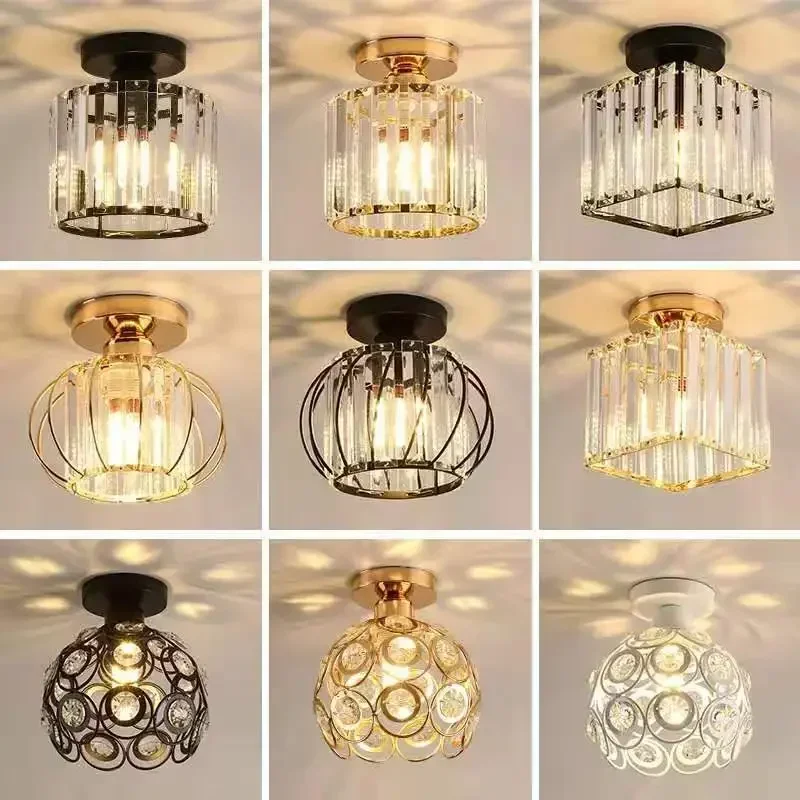 Creative Personalized Crystal Ceiling Chandelier Simple Indoor Aisle Corridor Living Room Balcony European Style Ceiling Lamp