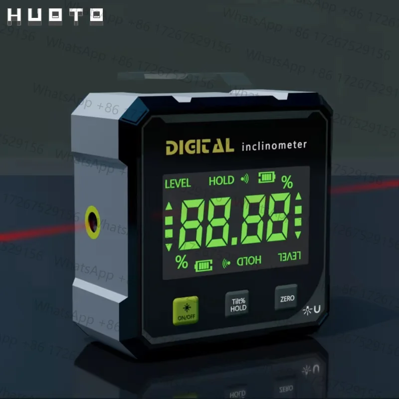 Professional Protractor Inclinometer with Digital Display Dual Laser 360 Degree Magnetic Electronic Level Angle Gauge