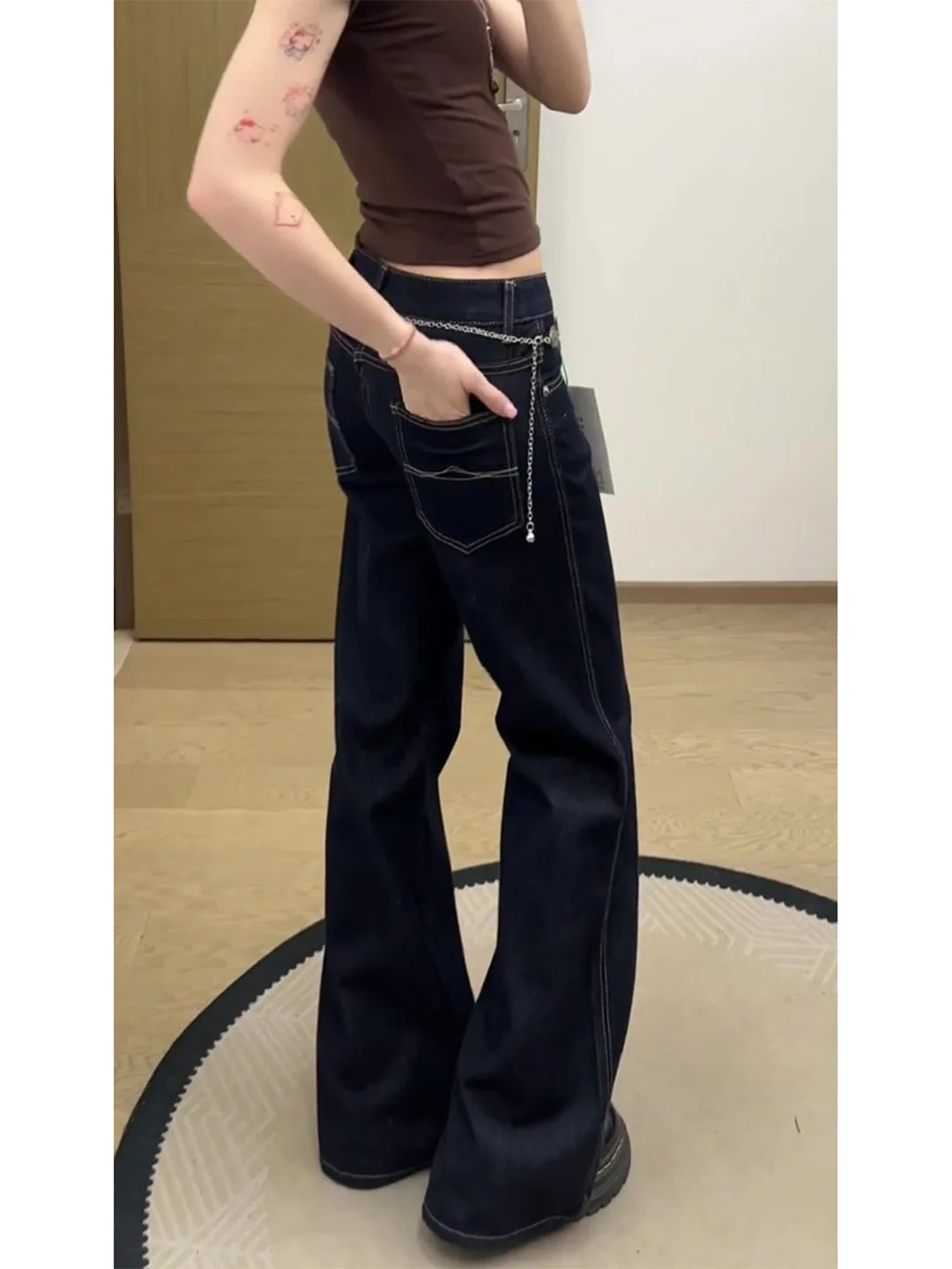 

Low Waist Bell Bottom Denim Jeans Women's Summer 2026 Original Blue Washed out Thin American Style Casual Loose Fit Wide Leg ...