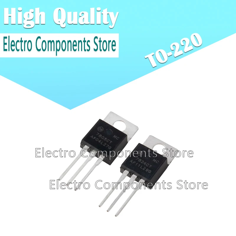 2Pcs MC7805CTG 5V MC7808CTG 8V MC7809CTG 9V MC7812CTG 12V MC7815BTG 15V MC7818BTG 18V MC7824CTG 24V TO-220 LDO Voltage Regulator