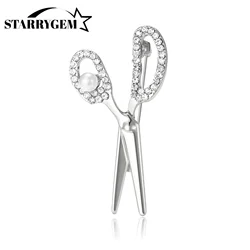 Rhinestone Scissor Pins for Women Unisex Pearls Shears Brooches Office Party Friend Gifts Accessories