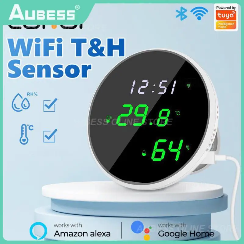 

Tuya WiFi Temperature Humidity Sensor Smart Indoor Hygrometer Thermometer With LED Display Backlight Support Home Alexa