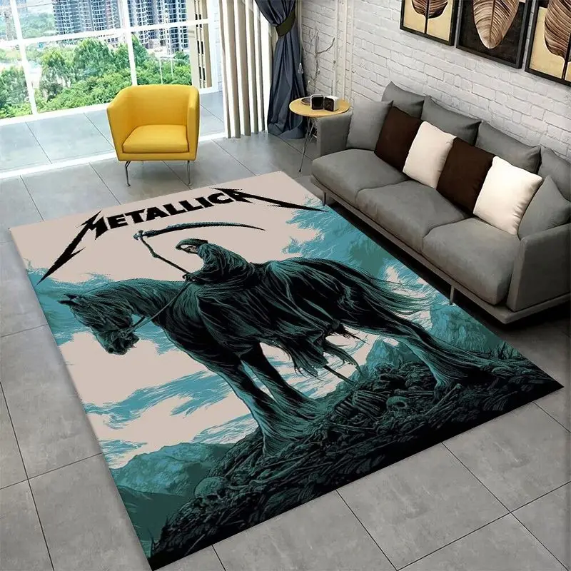 Metal Band M-Metallica Thrash Cartoon Non-Slip Area Rug for Living Room,Bedroom,Playroom,Soft Carpet Floor Mat Home Decor Rug