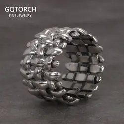 Large Braided Silver Ring Vintage Style Adjustable Real 925 Sterling Silver Jewelry for Men and Women