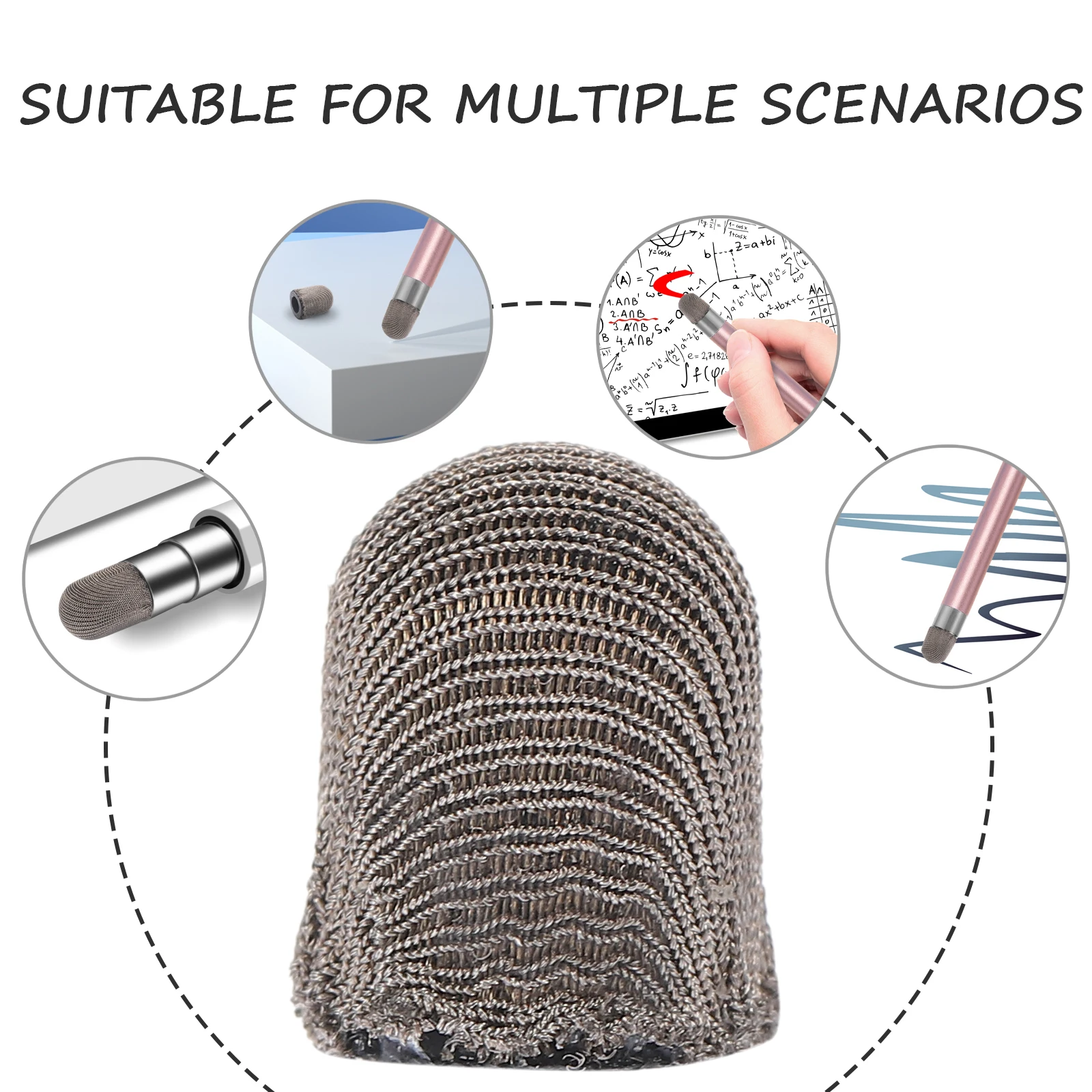 

10 pcs Conductive Cloth Tips 8mm x 10mm for Touchscreen Stylus Pens Replacement Parts Durable Silver Fiber Capacitive
