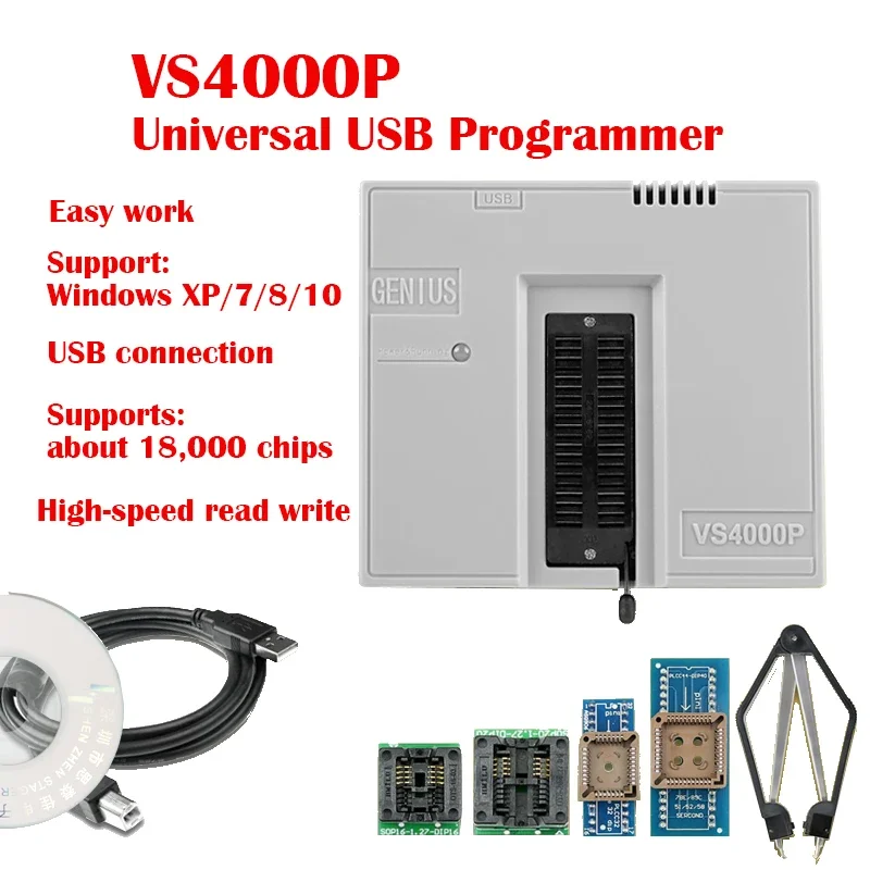 

VS4000P VSpeed Universal USB Programmer LCD Bios Notebook Main Board Memory Read Write Burner PIC Chip Flash Support 18000+ Chip