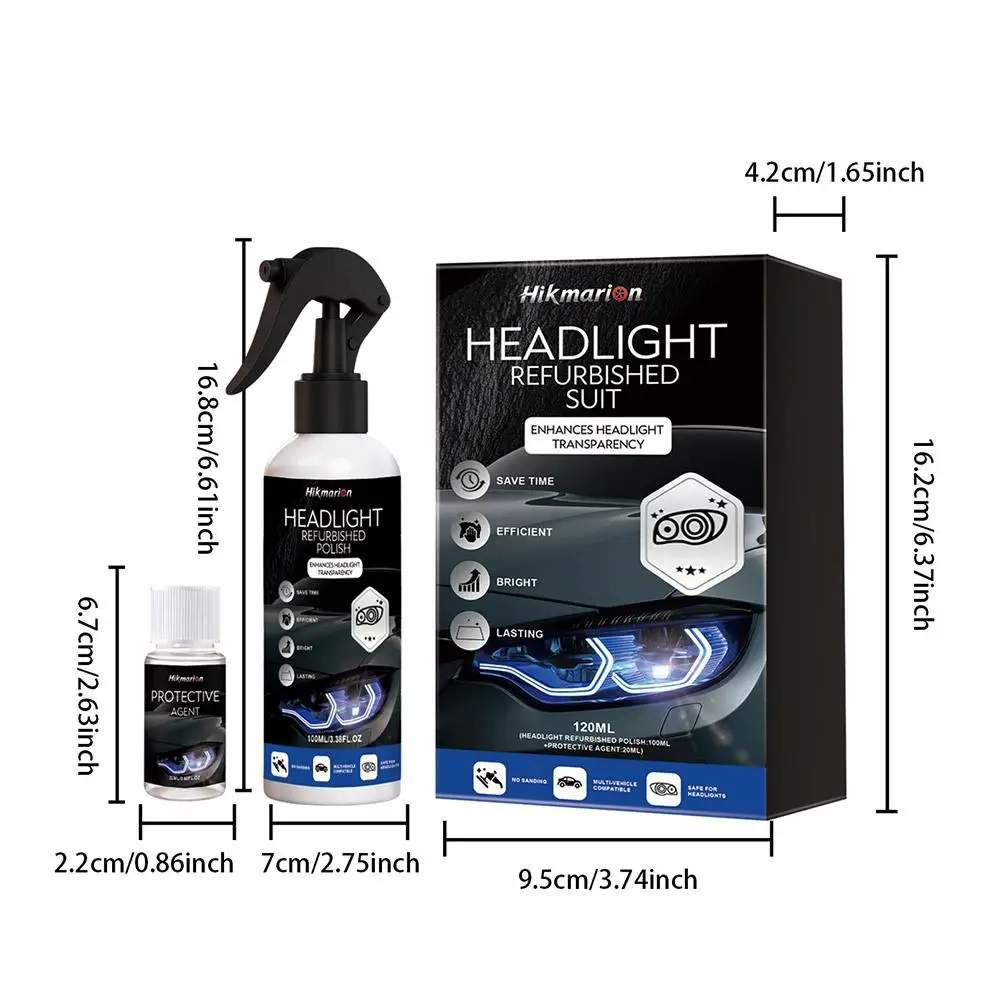 Car Headlight Restoration Liquid Anti-Oxidation Brightening Polish UV Protection Headlamp Cleaner Repair Kit for Auto Care view 6