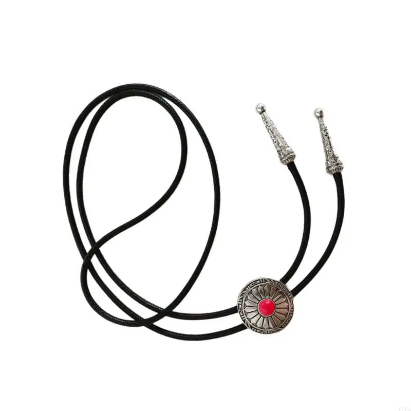 E56A Bolo Tie for Adult Western Cowgirls Metal Necktie Rope Cord Pendants Necklaces Braids Jewelry for Women Teen Girls